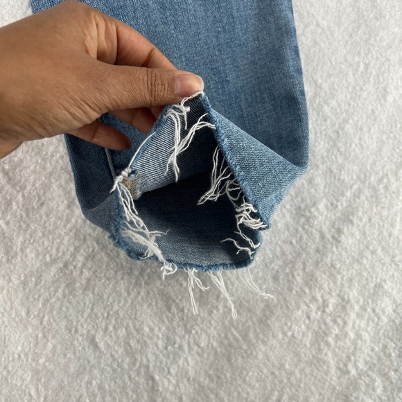 Soho High Waist Straight Jeans Womens‎ 2 Blue Denim Stretch Mid Rise Frayed Hem - Picture 5 of 14